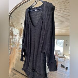 We The Free charcoal Open-Knit light Sweater